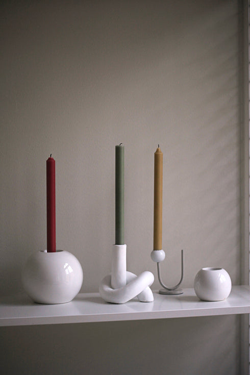 Snuggles, Candlestick, H14xW14xD14cm, White